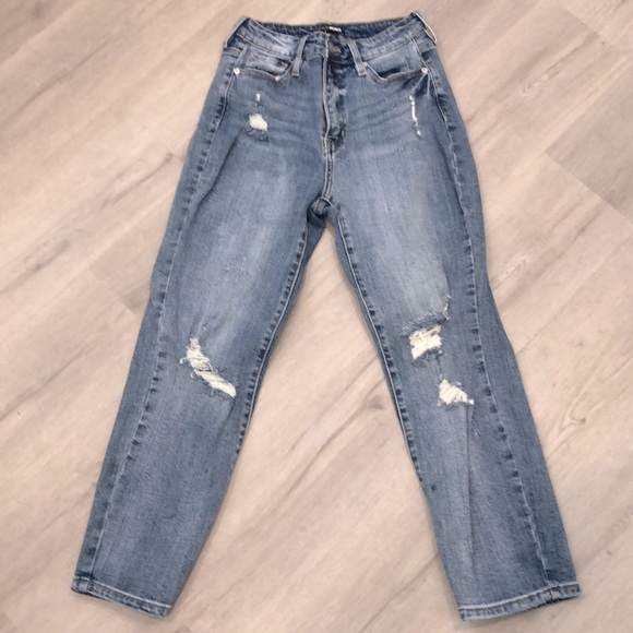 Distressed High Rise Mom Jeans - Picture 2 of 6